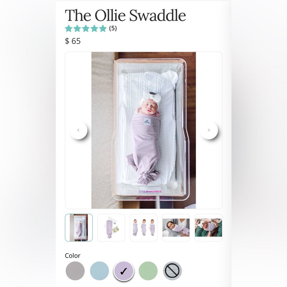 Brand new Ollie swaddle in purple